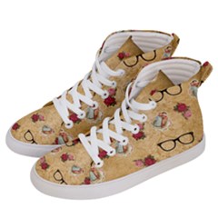 Vintage Glasses Beige Women s Hi-top Skate Sneakers by snowwhitegirl