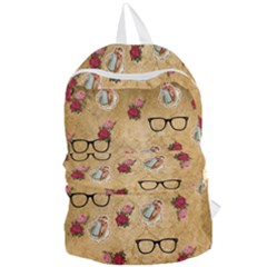 Vintage Glasses Beige Foldable Lightweight Backpack by snowwhitegirl