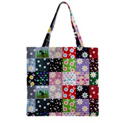 Dino Quilt Zipper Grocery Tote Bag by snowwhitegirl