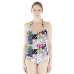 Dino Quilt Halter Swimsuit