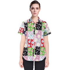 Dino Quilt Women s Short Sleeve Shirt