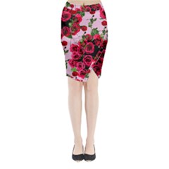 Roses Pink Midi Wrap Pencil Skirt by snowwhitegirl