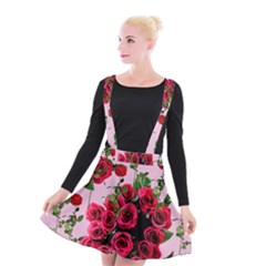 Roses Pink Suspender Skater Skirt by snowwhitegirl