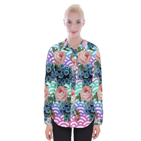 Floral Waves Womens Long Sleeve Shirt by snowwhitegirl