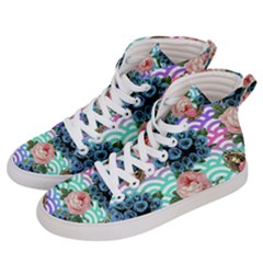 Floral Waves Men s Hi-top Skate Sneakers by snowwhitegirl