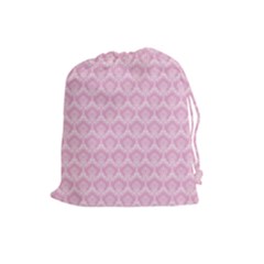 Damask Pink Drawstring Pouches (large)  by snowwhitegirl