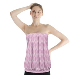 Damask Pink Strapless Top by snowwhitegirl