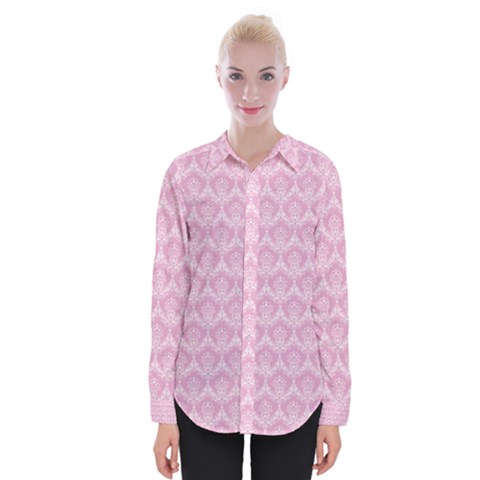 Damask Pink Womens Long Sleeve Shirt by snowwhitegirl