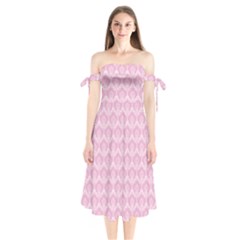 Damask Pink Shoulder Tie Bardot Midi Dress by snowwhitegirl