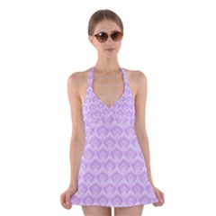 Damask Lilac Halter Dress Swimsuit  by snowwhitegirl