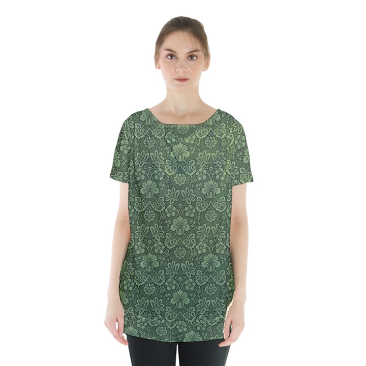 Damask Green Skirt Hem Sports Top