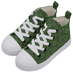 Damask Green Kid s Mid-top Canvas Sneakers by snowwhitegirl