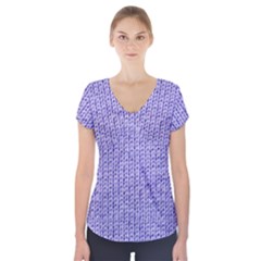 Knitted Wool Lilac Short Sleeve Front Detail Top by snowwhitegirl