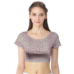 Knitted Wool Pink Light Short Sleeve Crop Top by snowwhitegirl