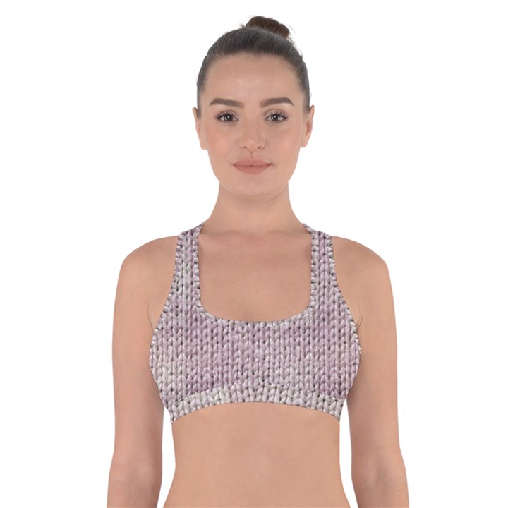 Knitted Wool Pink Light Cross Back Sports Bra