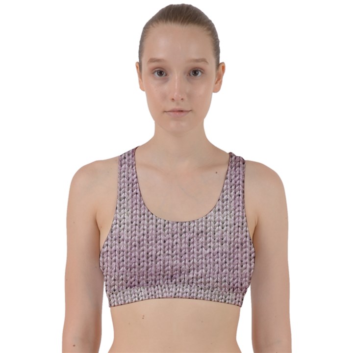 Knitted Wool Pink Light Back Weave Sports Bra