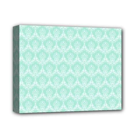 Damask Aqua Green Deluxe Canvas 14  X 11  by snowwhitegirl