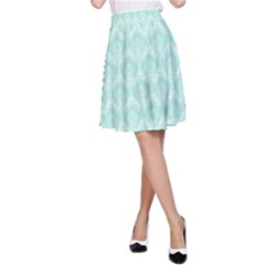 Damask Aqua Green A-line Skirt by snowwhitegirl