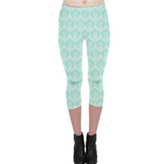 Damask Aqua Green Capri Leggings  by snowwhitegirl