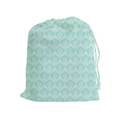 Damask Aqua Green Drawstring Pouches (extra Large) by snowwhitegirl