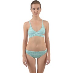 Damask Aqua Green Wrap Around Bikini Set