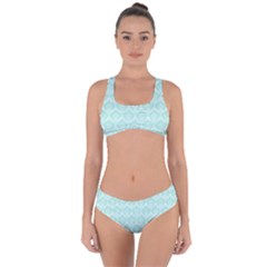 Damask Aqua Green Criss Cross Bikini Set