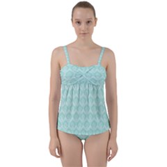 Damask Aqua Green Twist Front Tankini Set by snowwhitegirl