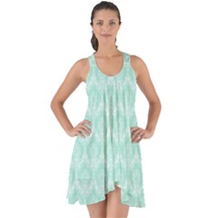 Damask Aqua Green Show Some Back Chiffon Dress