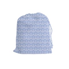 Damask Light Blue Drawstring Pouches (large)  by snowwhitegirl