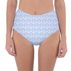 Damask Light Blue Reversible High-waist Bikini Bottoms