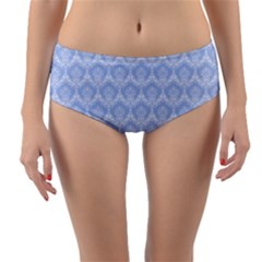 Damask Light Blue Reversible Mid-waist Bikini Bottoms