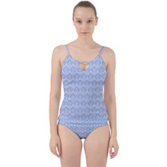 Damask Light Blue Cut Out Top Tankini Set