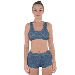 Damask Blue Racerback Boyleg Bikini Set by snowwhitegirl