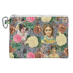 Damask Religious Victorian Grey Canvas Cosmetic Bag (xl)