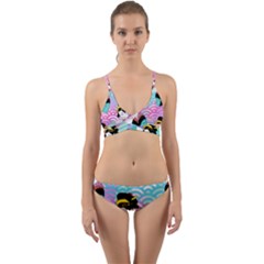 Japanese Abstract Wrap Around Bikini Set