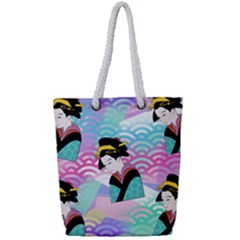 Japanese Abstract Full Print Rope Handle Tote (small)