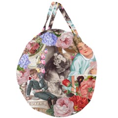 Victorian Collage Giant Round Zipper Tote