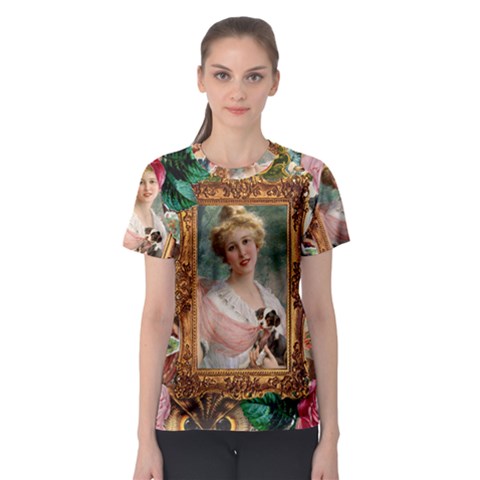 Victorian Collage Of Woman Women s Sport Mesh Tee by snowwhitegirl