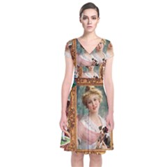 Victorian Collage Of Woman Short Sleeve Front Wrap Dress by snowwhitegirl