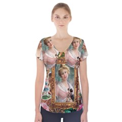 Victorian Collage Of Woman Short Sleeve Front Detail Top by snowwhitegirl