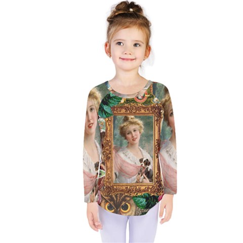 Victorian Collage Of Woman Kids  Long Sleeve Tee by snowwhitegirl