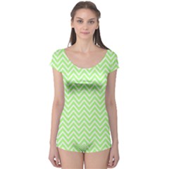 Green Chevron Boyleg Leotard  by snowwhitegirl