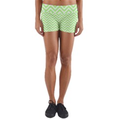 Green Chevron Yoga Shorts by snowwhitegirl