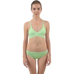 Green Chevron Wrap Around Bikini Set