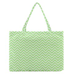 Green Chevron Zipper Medium Tote Bag by snowwhitegirl