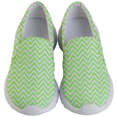 Green Chevron Kid s Lightweight Slip Ons by snowwhitegirl