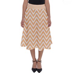 Orange Chevron Perfect Length Midi Skirt