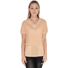 Orange Chevron Scrub Top