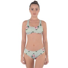 Green Chevron Rose Criss Cross Bikini Set by snowwhitegirl