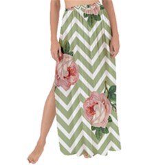 Green Chevron Rose Maxi Chiffon Tie-up Sarong